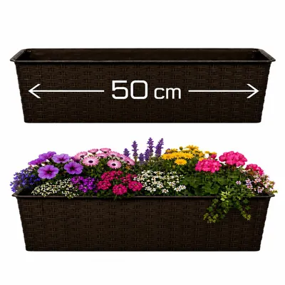 Produktbild von 2 Blumenkasten Balkonkasten Pflanzkasten Balkonkästen Set Braun 50cm