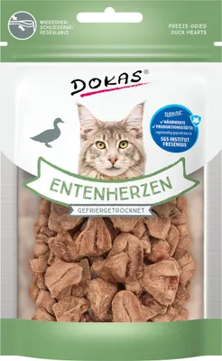 Produktbild von DOKAS - Gefriergetrocknete Entenherzen - Leckerbissen für Katzen - 15g