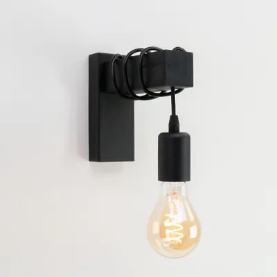 Productafbeelding van Landelijke wandlamp Townshend zwart hout