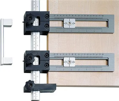 Produktbild von Hettich Bohrlehre Set Accura Griff Schiene 500 Mm 2 Bohrlehren+1 Anschlag 44763