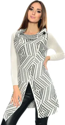 Immagine prodotto di Strickjacke Felpa Poncho Umhang Cardigan Jacke; Ecru/S/M