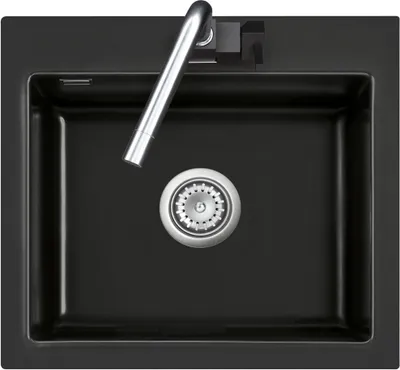 Produktbild von Auflagespüle KeraDomo MERA 57 Nero mit Handbetätigung