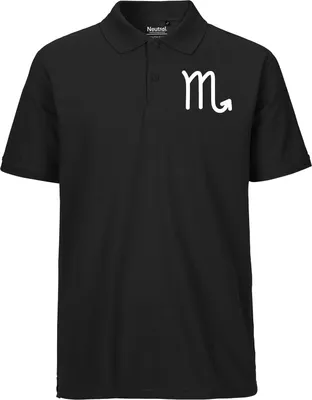 Produktbild von Huuraa Herren Polo Shirt Skorpion Sternzeichen Zeichen S Black Bio Baumwolle Fairtrade Poloshirt Geschenkidee