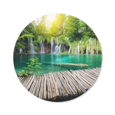Produktbild von MuchoWow® Mauspad Mousepad Brücke - Wasserfall - Natur 20x20 cm - Mousepads - Maus Mat - Pad - Mausunterlage - Schreibtischmatte