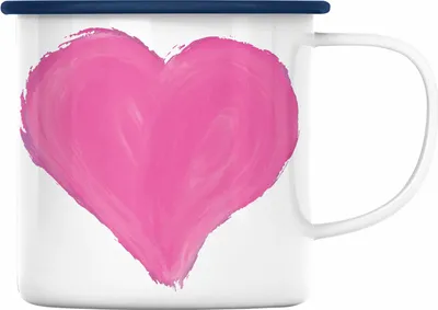 Produktbild von Trendation - Herz Emaille Tasse Valentinstag Emaille Emaille Tasse Geschenk für Sie Ihn Liebe Grafik Paare Freund Freundin (Blau)