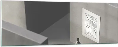 Produktbild von Bilder auf glas - Einteilig - Labyrinth Grau Verloren - 90x30cm - Glasbilder - Wandbilder - Bilder - zum Aufhängen bereit - Wanddekoration aus Glas - Glas Bilder - Wandbild auf Glas - GAB90x30-5086
