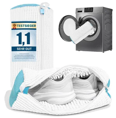 Produktbild von Schuhwaschbeutel für Waschmaschine - Mit Reißverschluss und Schutznetz - 2 Stück Wäschesack für Schuhe