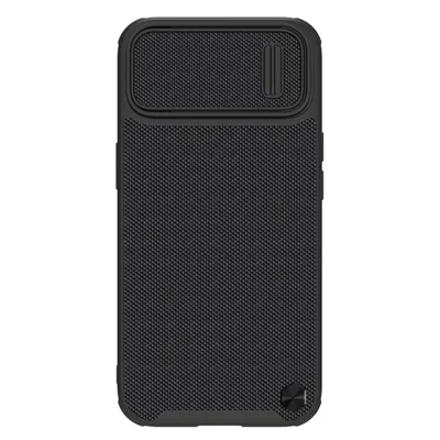 A black phone case is shown against a white background.