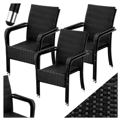 Produktbild von Rattan Stühle für Esszimmer und Outdoor, Stapelstühle, Gartenmöbel Set, Gartenstühle stapelbar, Outdoor Küche, Terrasse, Wintergarten Möbel, Korbsessel mit Armlehne, Balkon Set, Terrassenmöbel - 6er Set