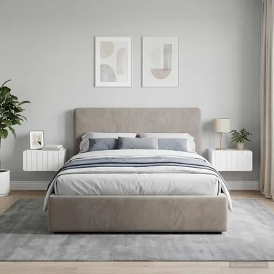 Image de vidaXL Table de chevet à fixer au mur, lot de 2, blanc brillant