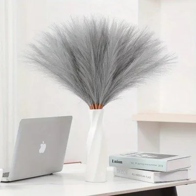Image de Fleurs artificielles « Pampas » 55 cm, gris clair, pour la décoration du salon