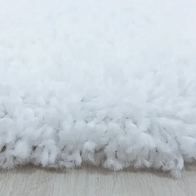 Produktbild von Villa Möbel Sydeno Wohnzimmer-Teppich, Hochflor-Teppich, Flauschig, Einfarbig, Farbe:Weiß, Grösse:80 cm Rund