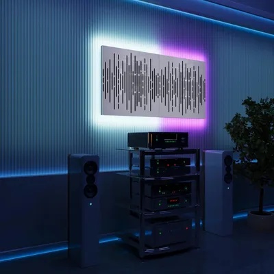 Immagine prodotto di Confezione da 2 pannelli acustici a LED con RGB Glow per Echo Control | Pannelli fonoassorbenti con retroilluminazione | 2x WAVE - Grouped | Plastica bianca