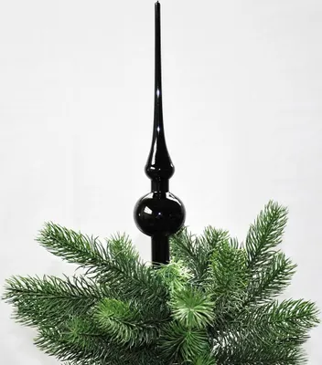 Produktbild von JACK Christbaumspitze Thüringer Glas 28cm Spitze Mundgeblasen Eislack Glanz Matt, Farbe:Schwarz Glanz