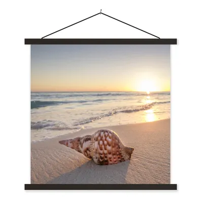 Produktbild von MuchoWow® Textilposter Muschel - Strand - Himmel 90x90 cm mit schwarzem Rahmen - Magnetisches
