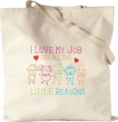 Produktbild von I Love My Job For All The Little Reasons Jutebeutel Stoffbeutel Canvas  Abschiedsgeschenk Erzieherin Tagesmutter Kindergarten
