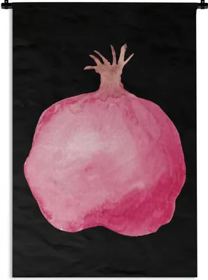 Produktbild von MuchoWow® Wandteppich Wandbehang Granatapfel - Aquarell - Schwarz 120x180 cm Tapisserie Dekoration Wandtuch - Schlafzimmer - Dekorationen für das Haus
