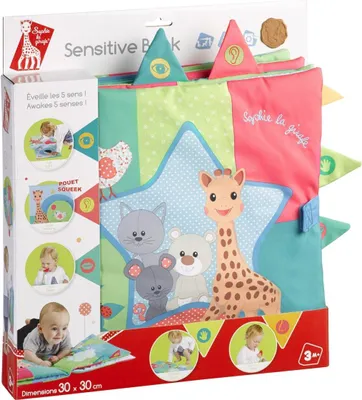 Produktbild von Sophie la Girafe Fresh Touch Aktivitätsbuch - Sensorisches Stoffbuch mit Spiegel, Raschelvogel und Vanille-Duftring