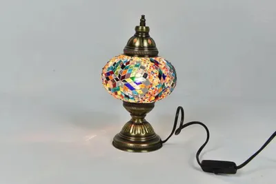 Zdjęcie produktu dla Ręcznie wykonana turecka lampa stołowa, wielokolorowa, nastrojowe oświetlenie, orientalna lampka nocna