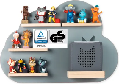 Immagine prodotto di Nuvola di scaffale per bambini / Appendino per Tonie Box e Tonie Figure / Scaffale salvaspazio / H. 34 x W. 48 x D. 19 / Scaffale a parete Music Box Figure Storage con inserti magnetici / scaffale di stoccaggio