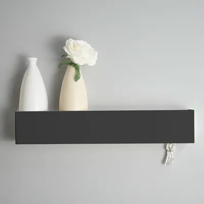 Schlüsselhalter mit Ablage, Metall, 43,5 cm, schwarz
