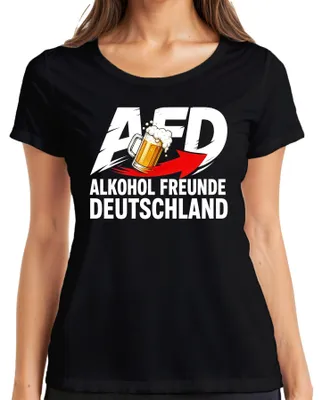 Produktbild von AFD Alkohol Freunde Deutschland Bier Parodie Statement Sarkasmus Damen T-Shirt, Schwarz, M