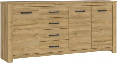 Obrázek produktu pro Nábytek24 Komoda Havanna HVNK341, příborník se 3 dvířky a 4 zásuvkami, Imitace starý dub