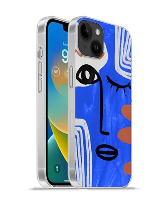 Produktbild von MuchoWow® Handyhülle Schutzhülle Hülle für Apple iPhone 14 Plus - Soft case Gesicht - Blau - Abstrakt Silikon Softcase Handy Hülle - Abbildung