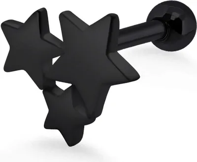 Produktbild von Helix Ohrpiercing 925 Sterling Silber mit Sternen in verschiedenen Farben Material - Silber schwarz-plattiert Verschlusskugel - 4 mm