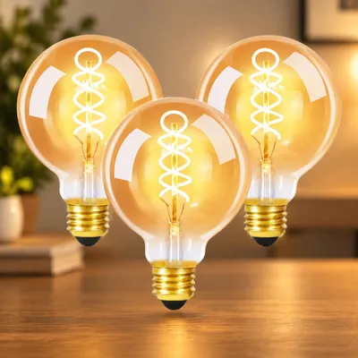 Productafbeelding van ZMH 3-delige LED gloeilamp E27, vintage lamp - G80 retro Edison gloeilamp, 4W, warmwit, decoratieve gloeilamp, warmwit, filamentlamp, 2200K, geschikt voor nostalgie en verlichting in restaurants, huizen, cafés en bars
