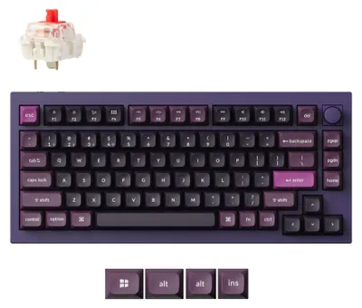 Immagine prodotto di Tastiera meccanica senza fili Keychron Q1 Max QMK/VIA, QWERTY US, RGB, Hot-swap, manopola, viola, Gateron Jupiter Red Q1M-V1