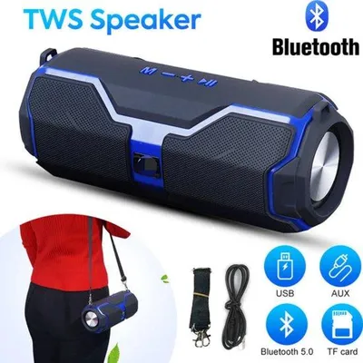 Image de Enceinte Bluetooth, enceinte Bluetooth portable, Bluetooth 5.0, bleue, stéréo TWS sans fil, pour iPhone, Galaxy et autres smartphones