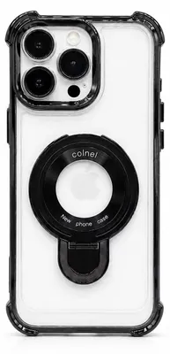 Produktbild von MagSafe Handyhülle für iPhone 15 pro Transparent Schwarz mit Ring Ständer, Magnetische Schutzhülle mit 360° Drehbarer Halterung