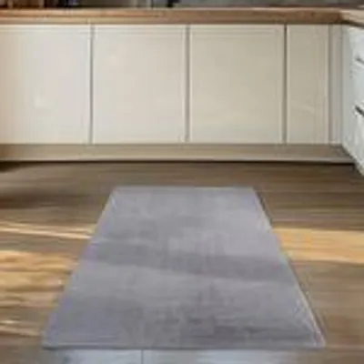 Produktbild von Carpettex Teppich Kurzflor, Einfarbig, Waschbar, Rutschfest, Für Wohnzimmer, Schlafzimmer,Kinderzimmer, Größe: 80 x 150 cm, Farbe: Silber