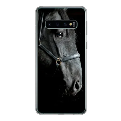 Produktbild von MuchoWow® Handyhülle Schutzhülle Hülle für Samsung Galaxy S10 Pferd - Schwarz - Halfter Silikon Softcase Handy Hülle - Handytasche