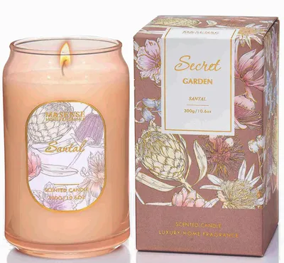 Soja-Geurkaars Santal 300g – 60 Std. Brenndauer, lila, Glas