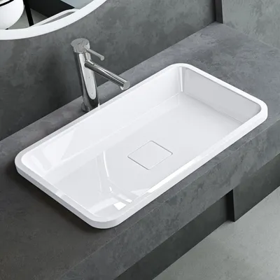 Produktbild von Mai&Mai Waschbecken Gussmarmor Weiß hochglanz 53x33x10.5 cm Einbau ohne Überlauf Col104