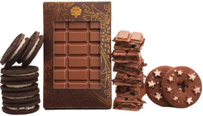 Produktbild von Milchschokolade mit Pan di Stelle-Nussfüllung und Oreo-Keksen, 155 g – Schronisko Bukowina