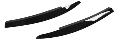 Image de Lot de 2 bandes décoratives pour les « sourcils » des phares avant, en ABS léger noir brillant, pour la décoration extérieure de la voiture