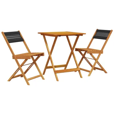 Produktbild von 3-tlg. Bistro-Set Schwarz Polypropylen und Massivholz
