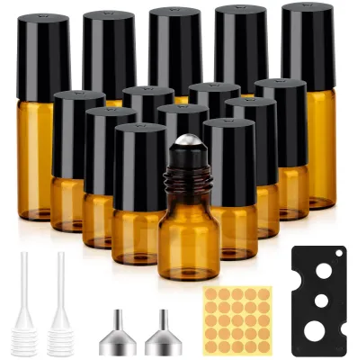 Imagen del producto de Set de 15 botellas de vidrio ámbar para aceites esenciales