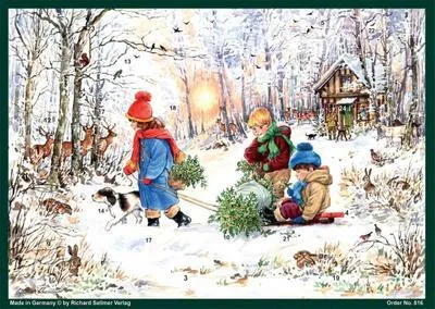 Image de Calendrier de l'Avent A4 « Les joies de la neige dans la forêt »