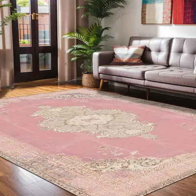 Produktbild von Lix Bedruckter Teppich Chenille-Druck Maschinell Hergestellt 80/150 cm, Waschbarer Teppich Wohnzimmer, Vintage Teppich Schlafzimmer, Antibakteriell