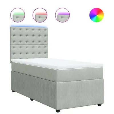 Produktbild von Boxspringbett mit Matratze Hellgrau 90x190 cm Samt