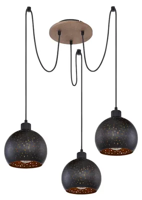 Produktbild von Pendellampe, Holz, schwarz, gold, H 225 cm