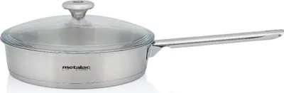Image de Poêle avec couvercle en verre Santino Metalac, inox, 24 cm, 2,4 l
