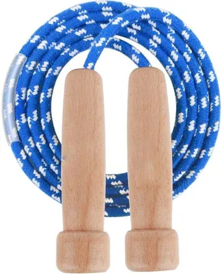 Immagine prodotto di Corda da ginnastica - Regolabile - Impugnatura in legno - Nastro in cotone tradizionale con chiusura in velcro - Antiscivolo - Lunghezza regolabile - Adatta a bambini e adulti
