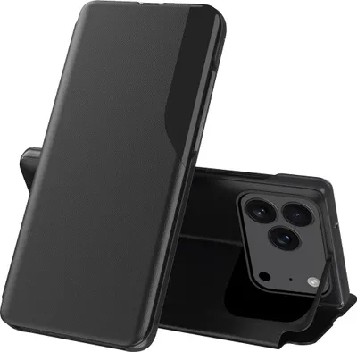 Obrázek produktu pro Flipové pouzdro pro iPhone 17 Pro,Polyuretankůže pouzdro s okénkem a funkcí stojánku černé