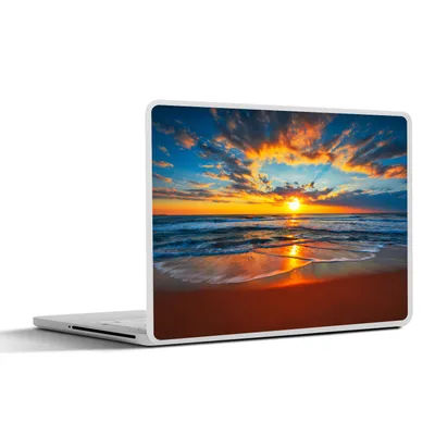 Produktbild von MuchoWow® Laptop Aufkleber Sticker Cover Meer - Sonnenuntergang - Strand - Wolken - Orange 25x18 cm - Laptop-Deko