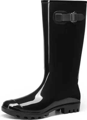 Produktbild von DREAM PAIRS Gummistiefel Damen Regenstiefel Wasserdicht Gummistiefel-Damen Hoch Rain Boots Lang Gartenstiefel Atmungsaktiv Gummistiefeletten,Farbe: Schwarz, Größe: 40